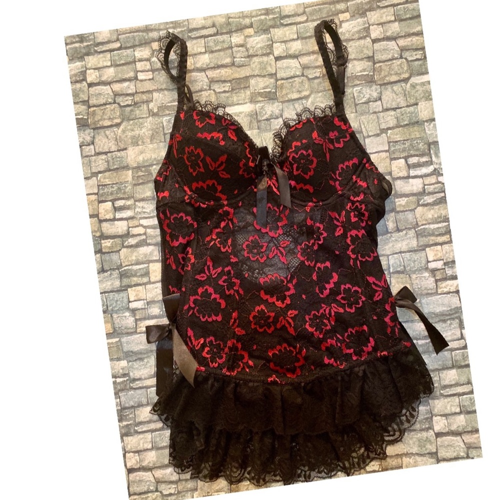 Ruffke/Lace Corset with Boning Sz Sm